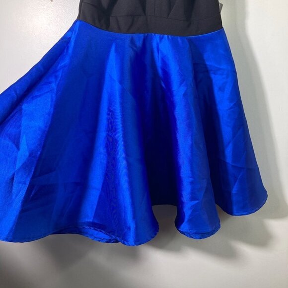 Womens Jrs Jodi Kristopher Fit Flare Halter‎ Dress Black Royal Blue 7 NWT - Picture 3 of 8